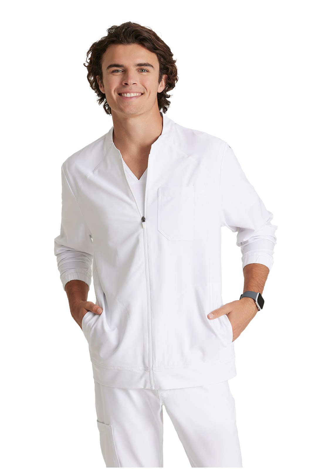 Grey's Anatomy Evolve Stretch - Men's Three-Pocket Cycle Warm Up Scrub Jacket 4