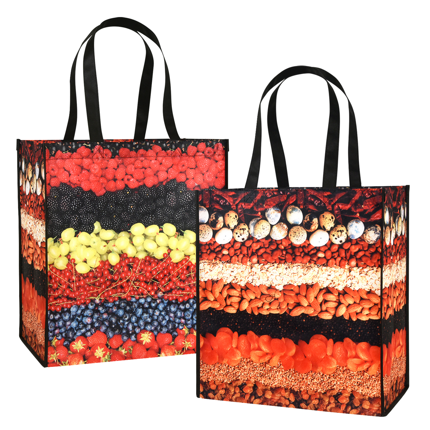 Custom Full-Color 80g PET Non-Woven (made from recycled plastic) Grocery Shopping Bag 13"x15"x8" 1