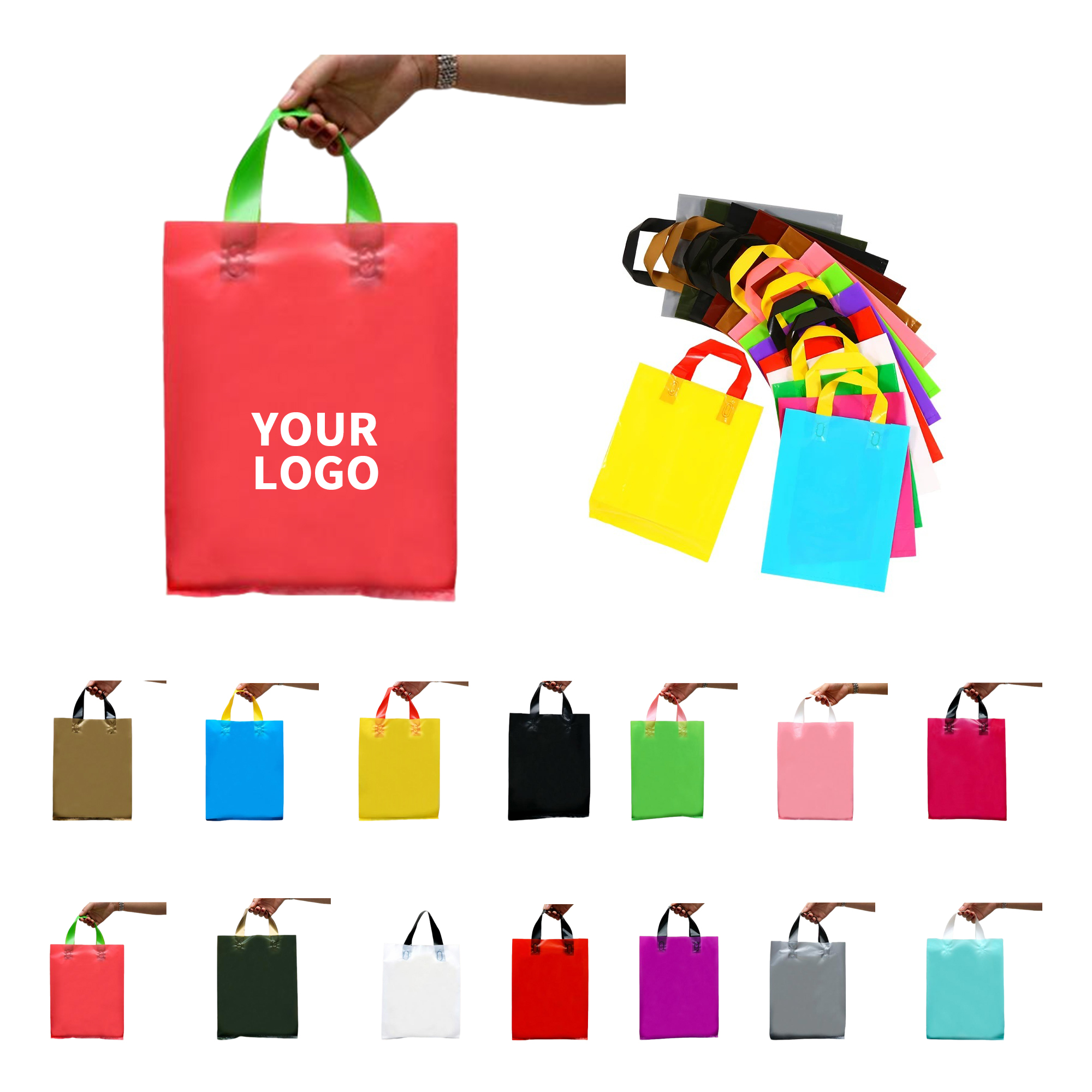 Polyethylene Soft Handle Plastic Tote Bag 13.75 x 3.95 x 9.75" 5