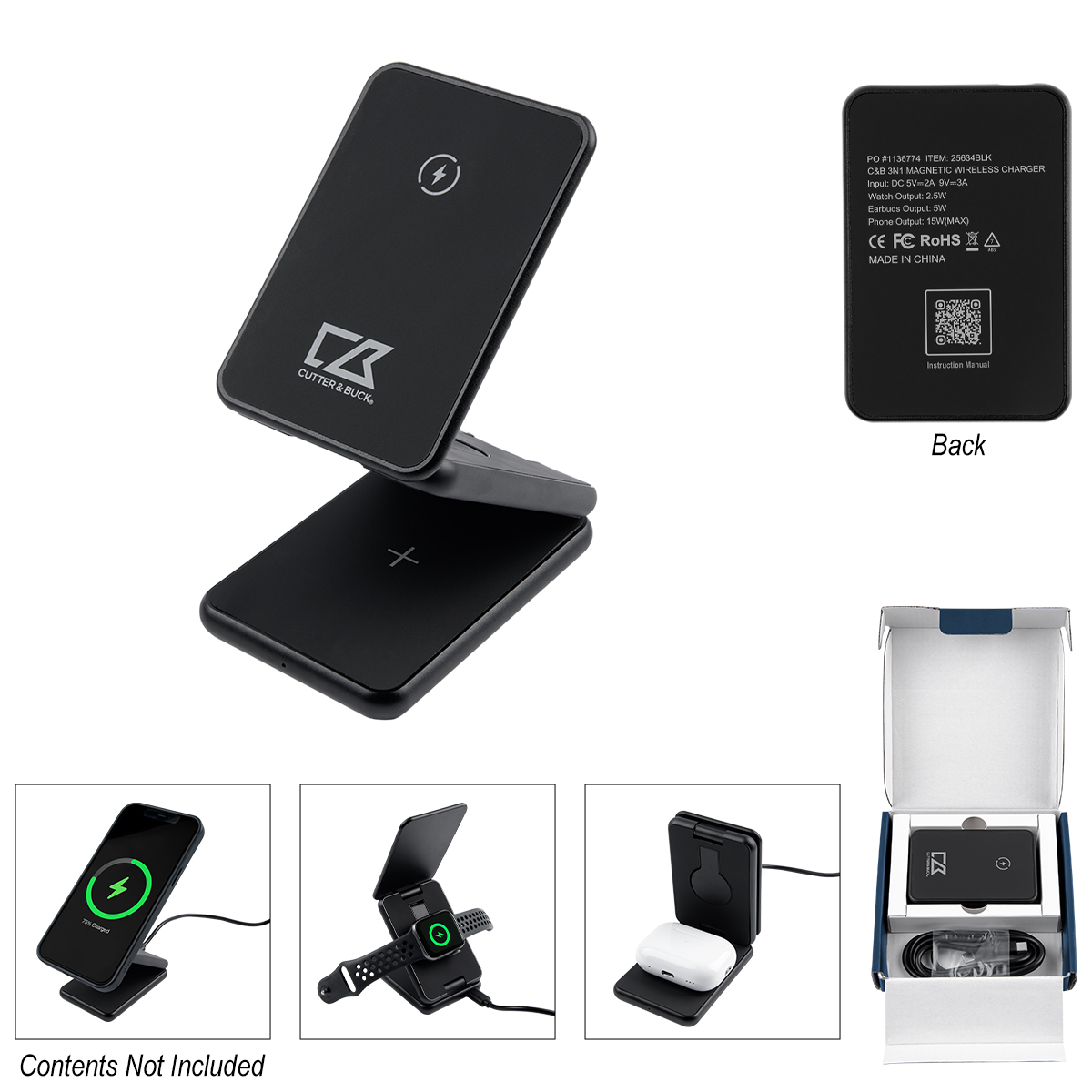 Cutter & Buck® 3-In-1 Magnetic Wireless Charger 3