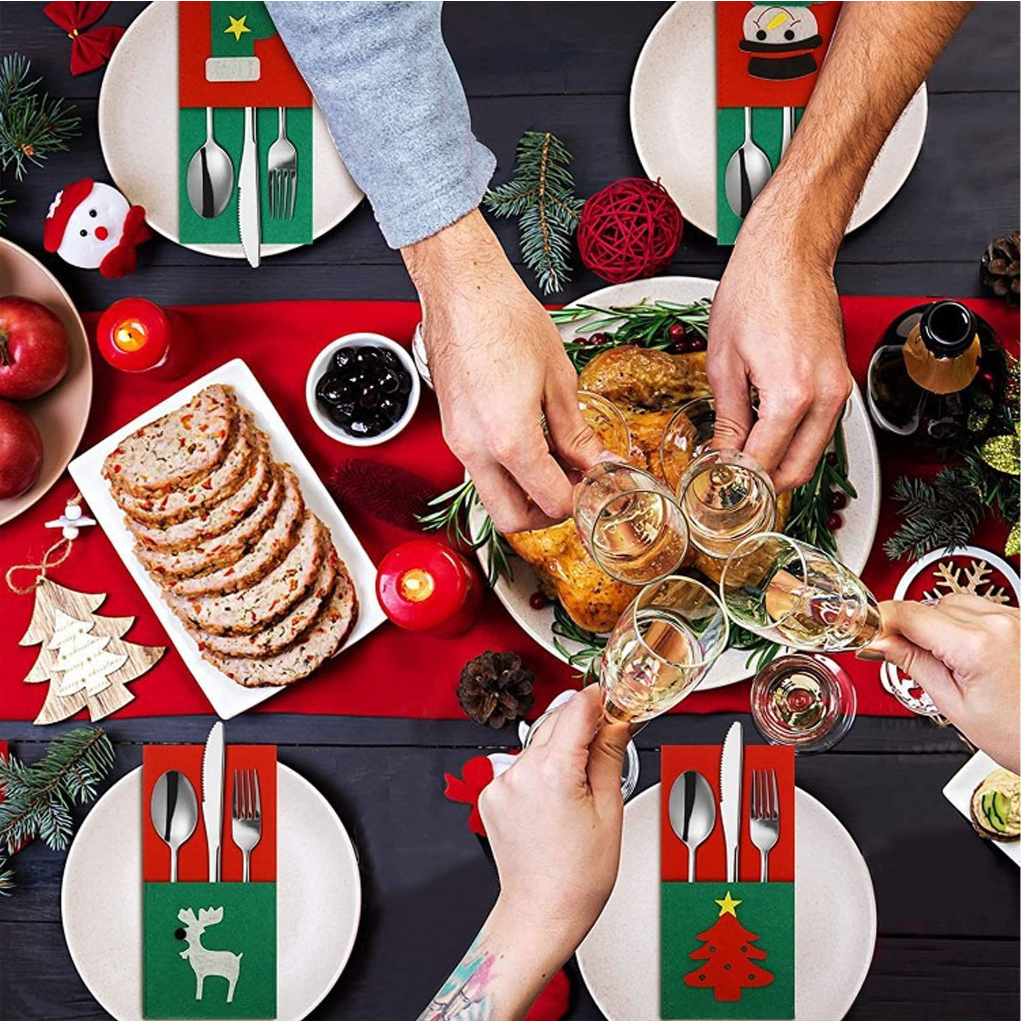 Christmas Felt Cutlery Pouch for Festive Table Decor 3