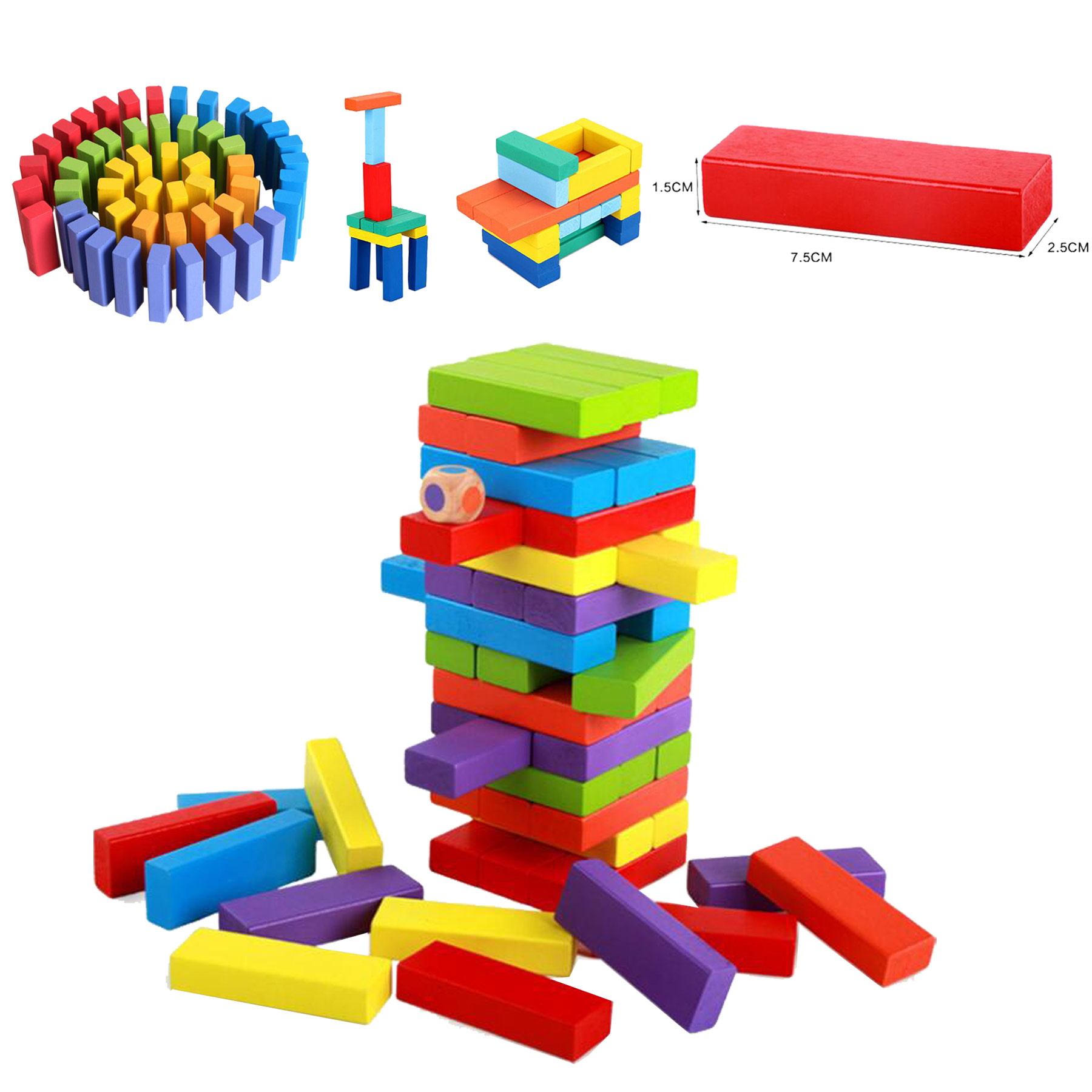 Colorful Wooden Tumble Tower 1