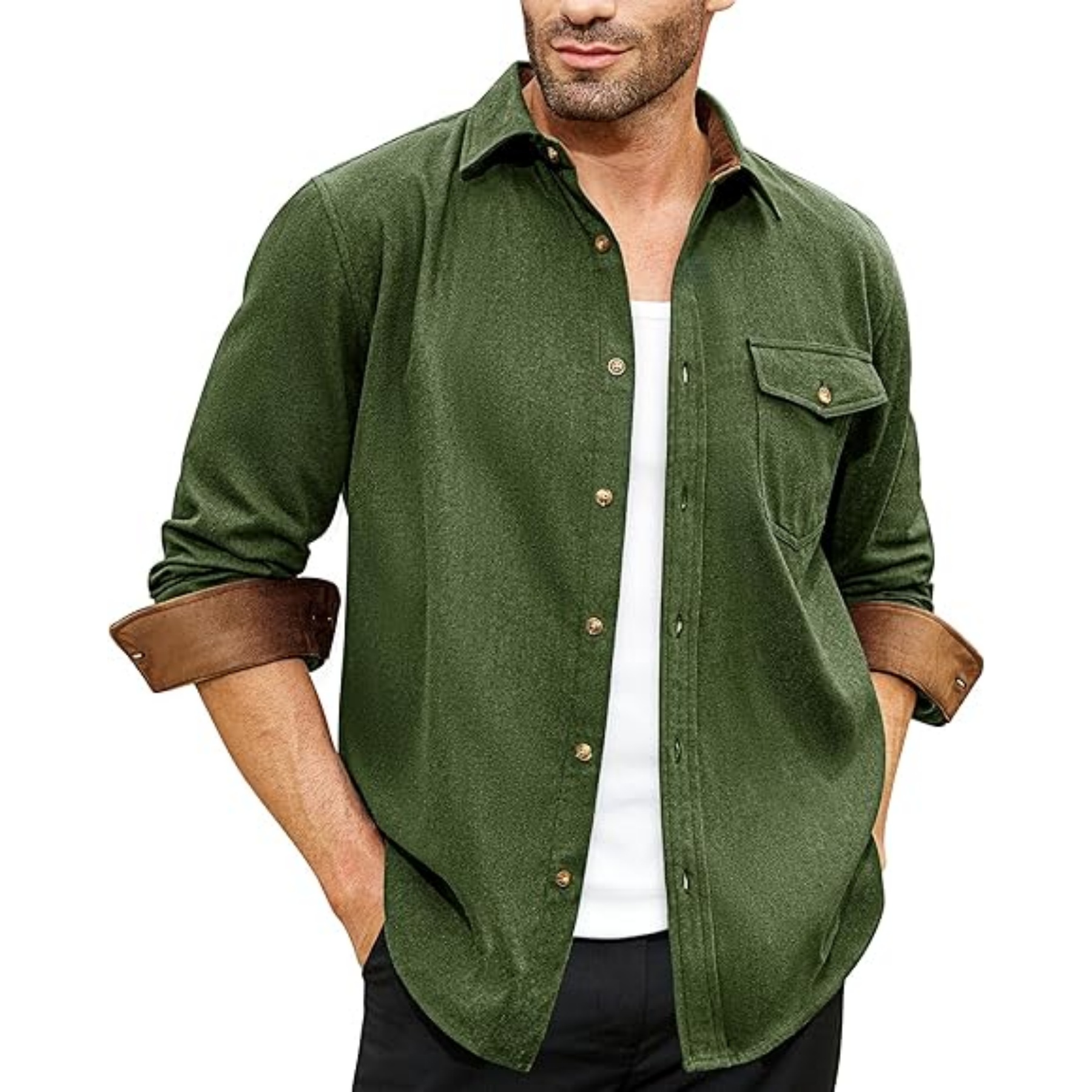 Man Long Sleeve Casual Jacket, custom dress shirt with logo imprint 8