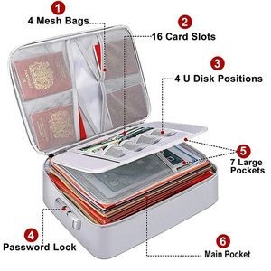 Fireproof Waterproof 3-Layer Document File Bag with Lock 3