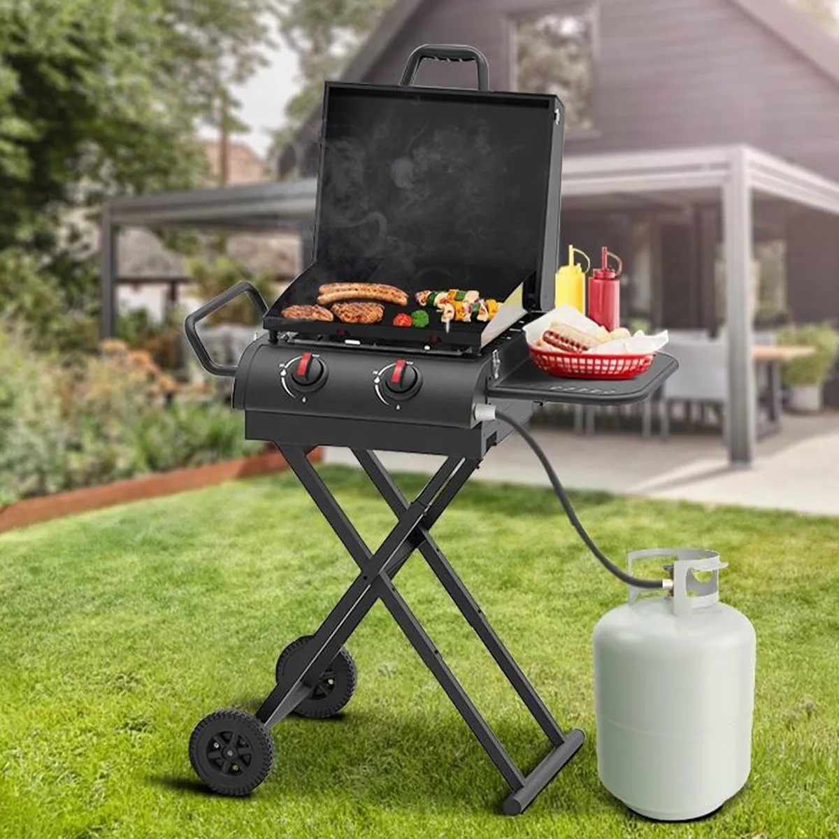BBQ Gas Barbecue 2 Burners Traveler Portable Gas Grill 1