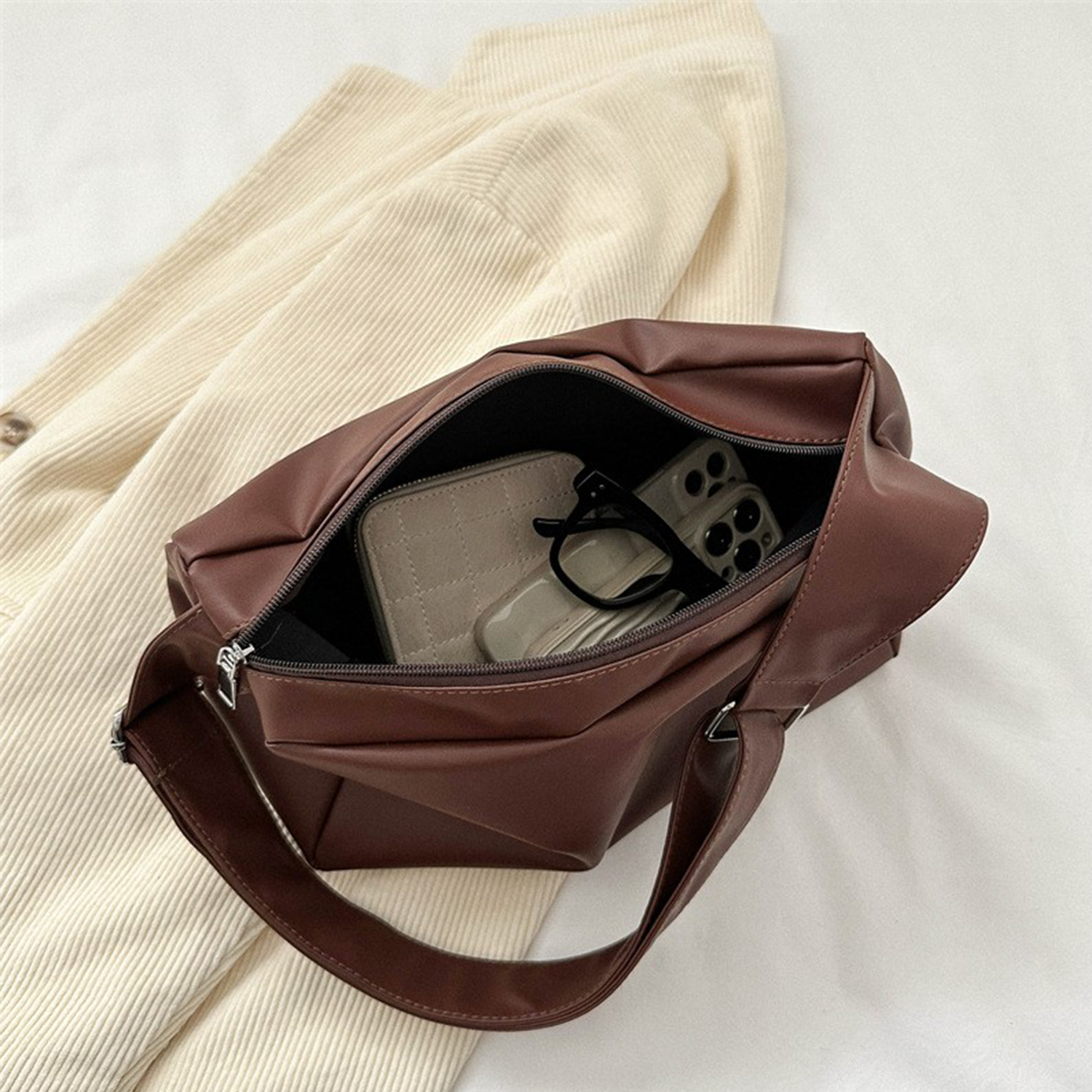 PU leather Solid Color Crossbody Bag 6