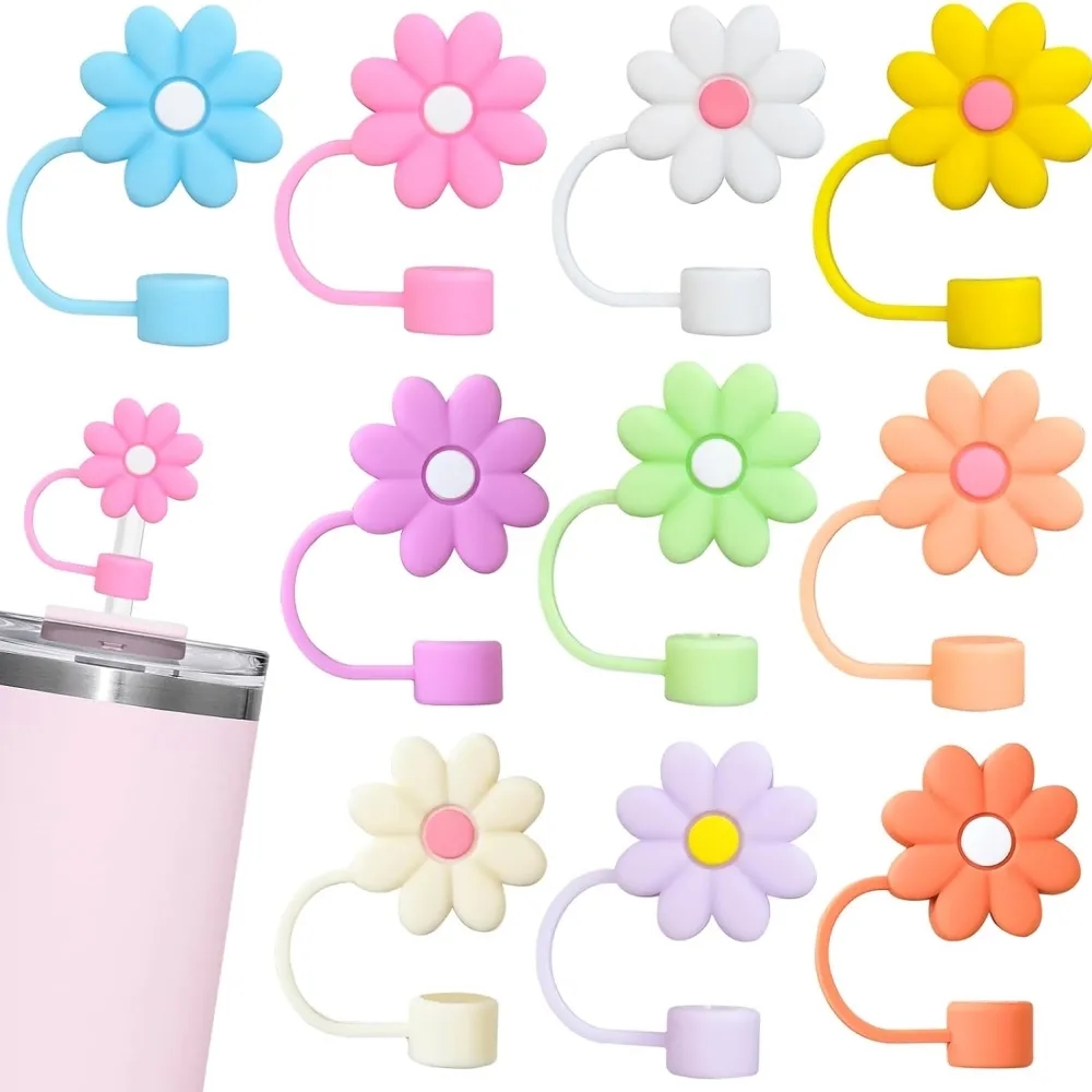 10mm Cute Flower Silicone Straw Cover Cap 4
