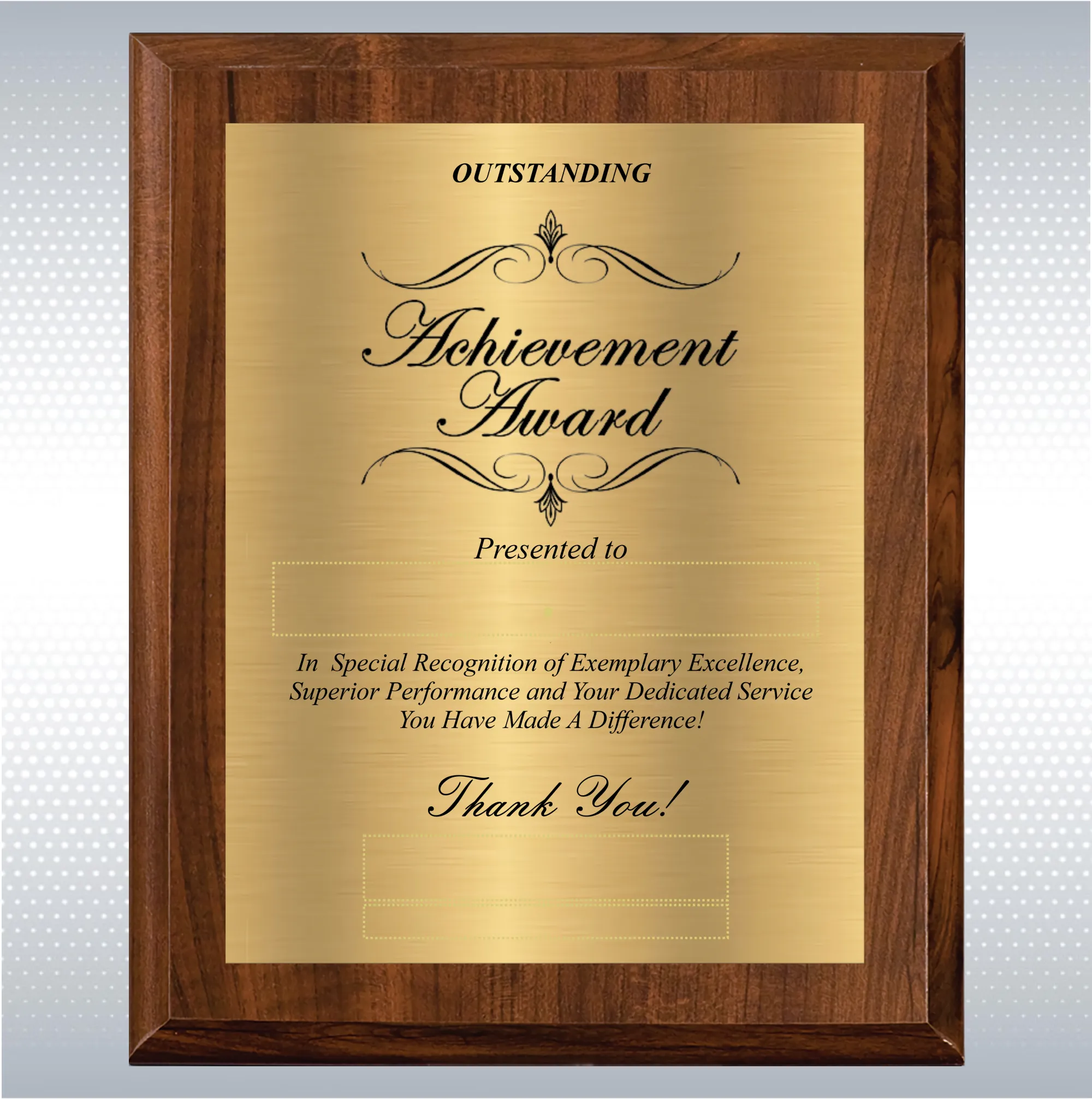 Cherry Finish Excellence Plaque , Employee Recognition Gift 15