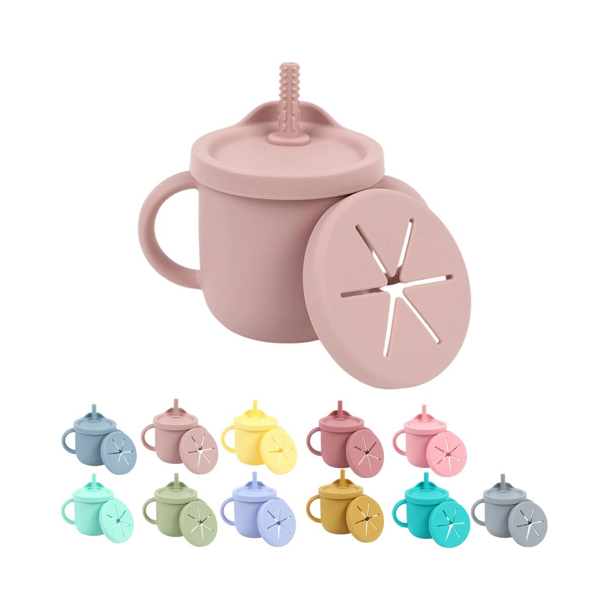 Silicone Toddler Cup with Straw Stopper and Dual Lids 3