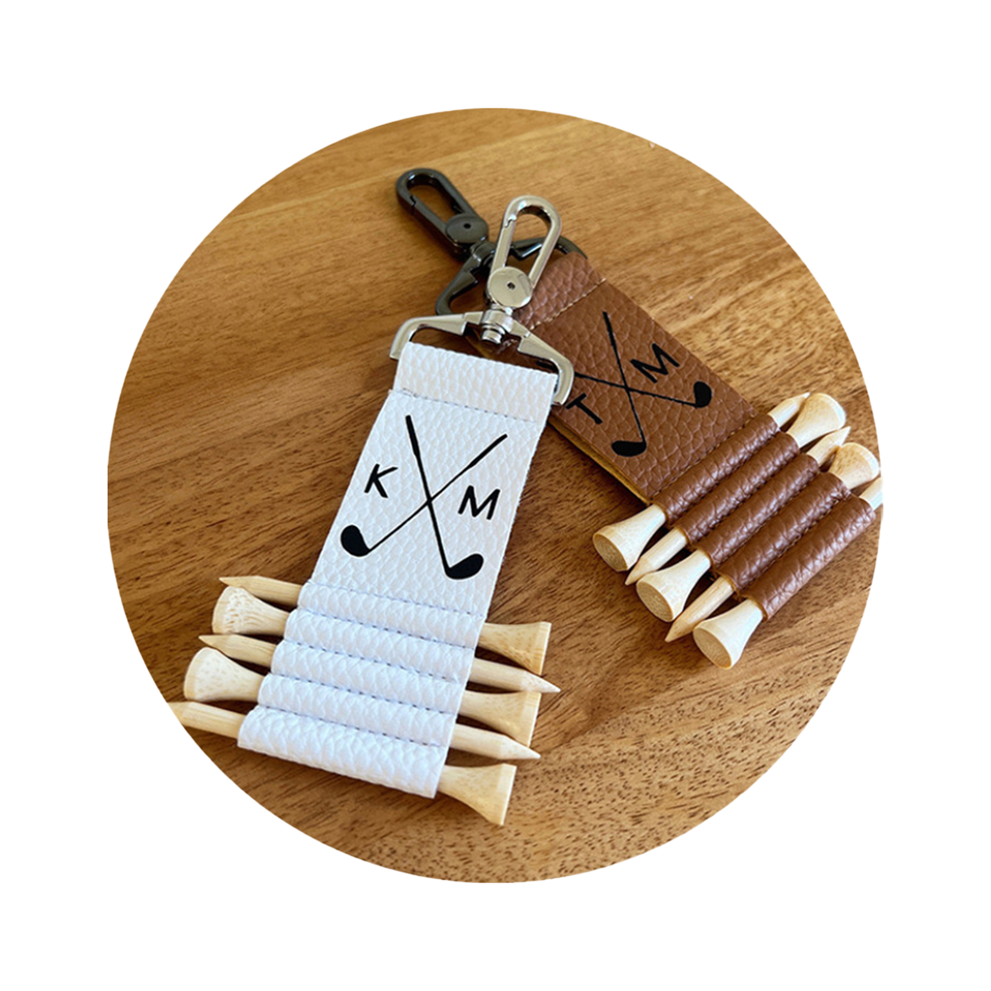 PU Leather Golf Tee Holder with Clip 5