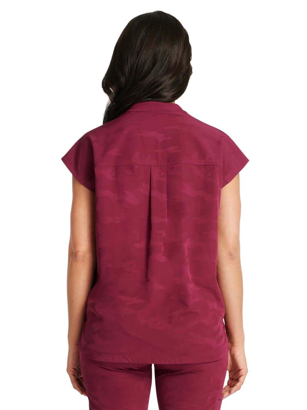 Healing Hands - HH PL Jacquard - Women's 2-Pocket Journey Camo Mandarin Style Top 2