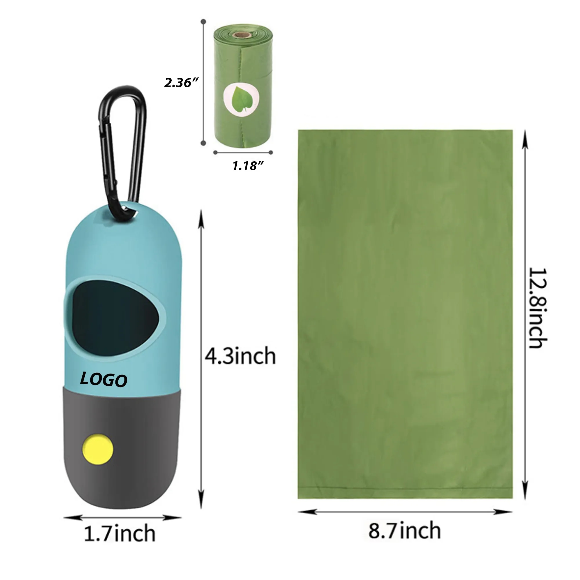 1.7"x4.3" Poop Bag Dispenser With LED Flashlight 6