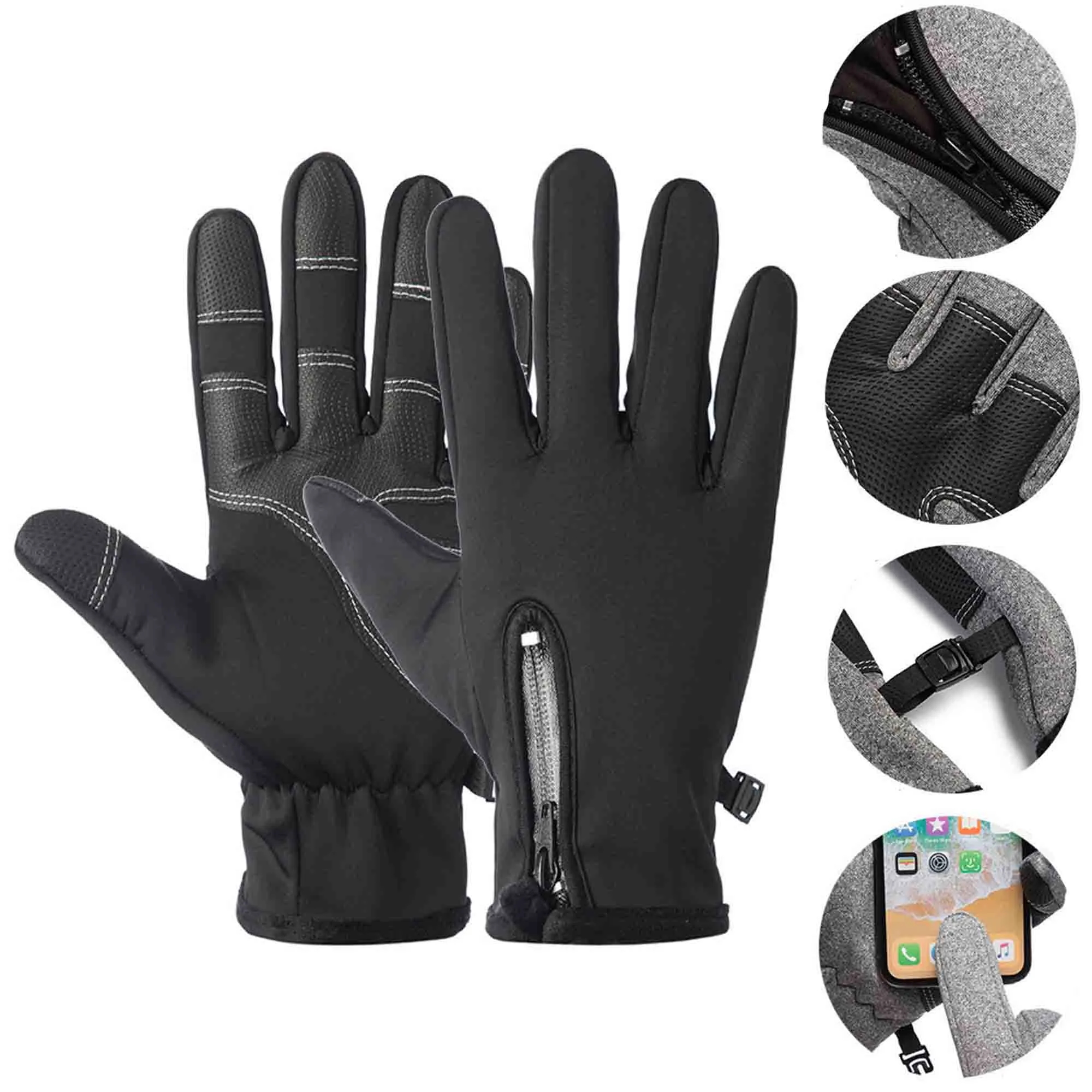Water-Resistant Winter Glove with Gripped Palm/Fingers