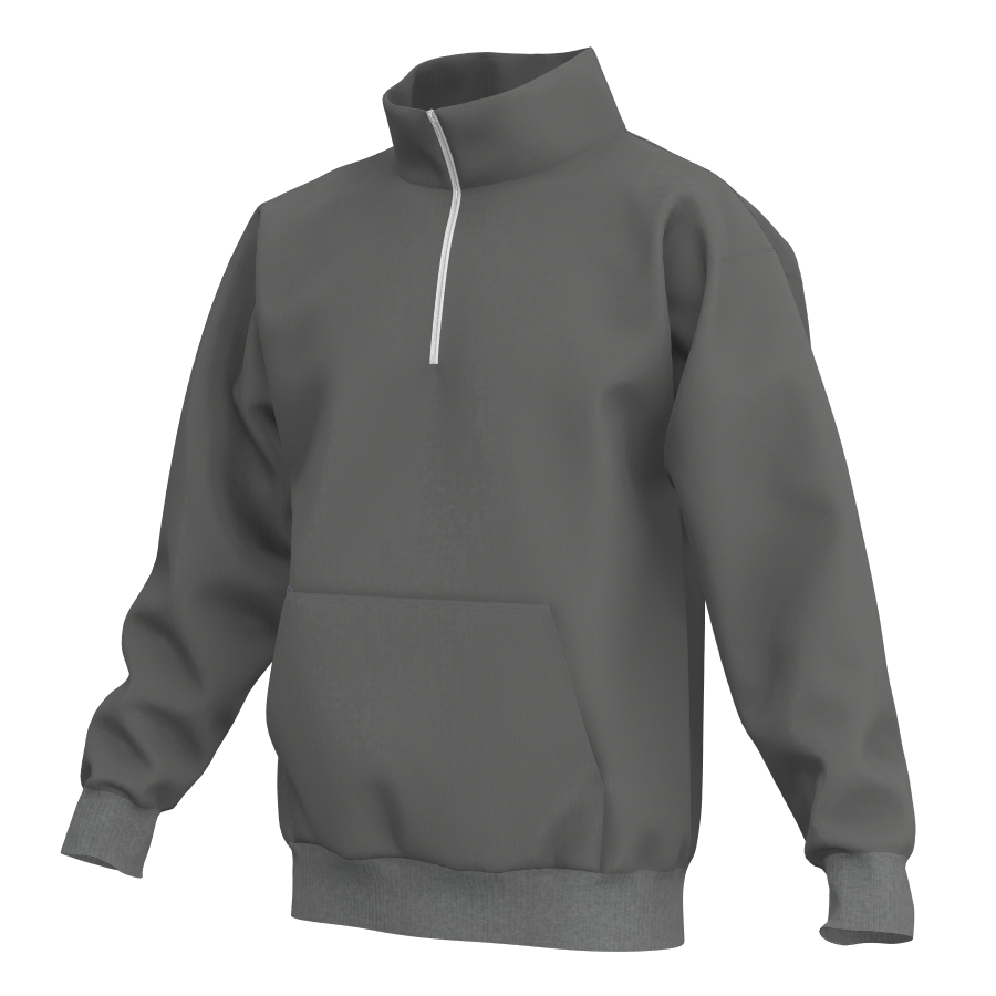 Cadet collar sweatshirt with 1/4 zipper with pouch 1