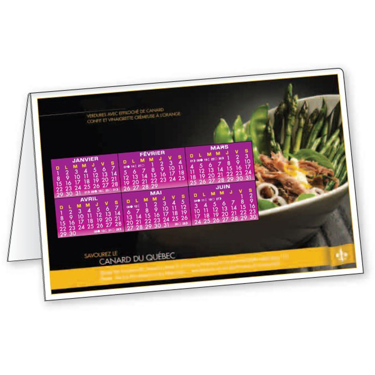 Folded Plastic Tent Calendar .030 Styrene (folded size 3.875" x 5.875") Full Colour 1