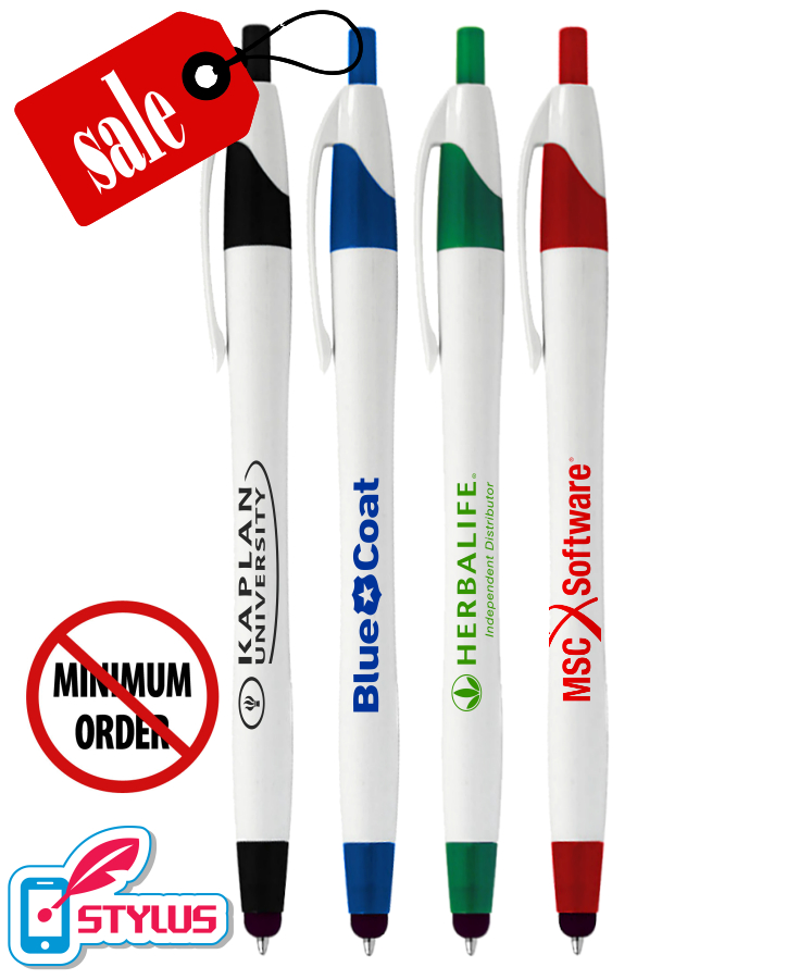 Closeout Elegant White Stylus Click Pen - No Minimum 1