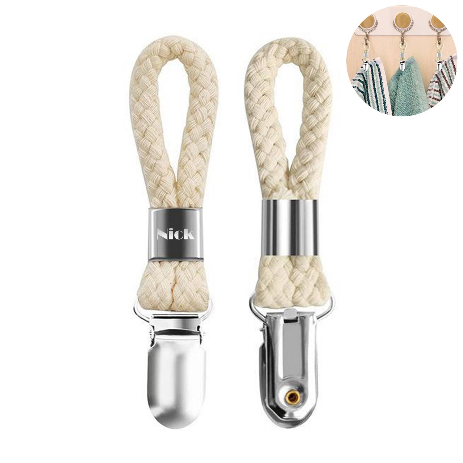 Bathroom Metal Cotton Rope Bath Towel Clip Keychain 2