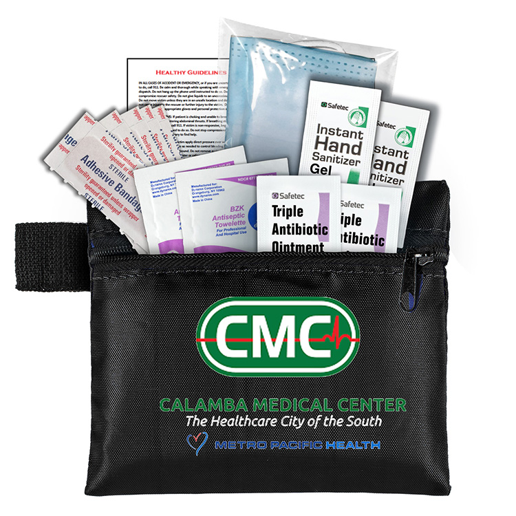 Bixby Plus San" 13 Piece Mask & Sanitizing Safety Kit inserted into Zipper Pack 21