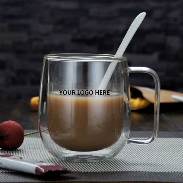 Double Wall Round Glass Coffee Mugs 8 oz 5
