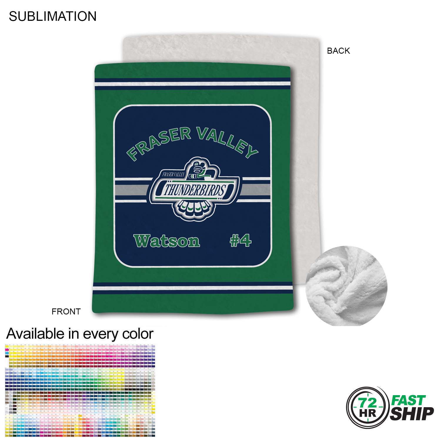 72 Hr Fast Ship - Team Blanket in Plush and cozy Mink Flannel Fleece, 60x80, Queen Bed size 4