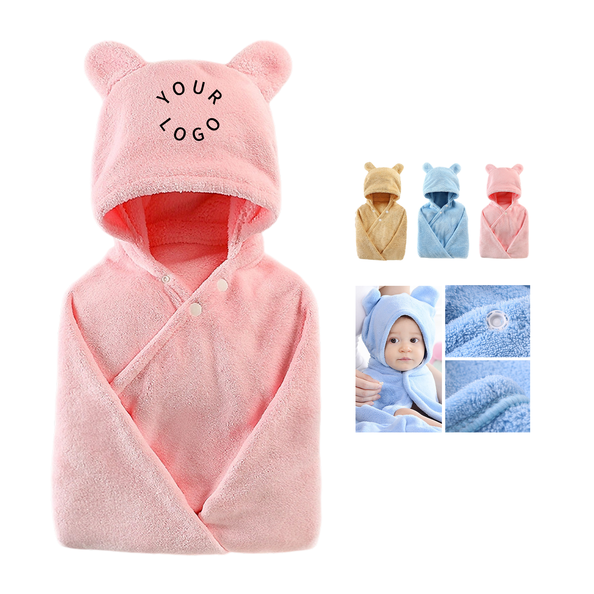 Microfiber Baby Hooded Bath Towel Quick Dry 60 x 34" 1