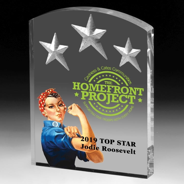 Freestanding Acrylic Award - 4 Color Process (5" x 6 1/2" x 3/4") 1