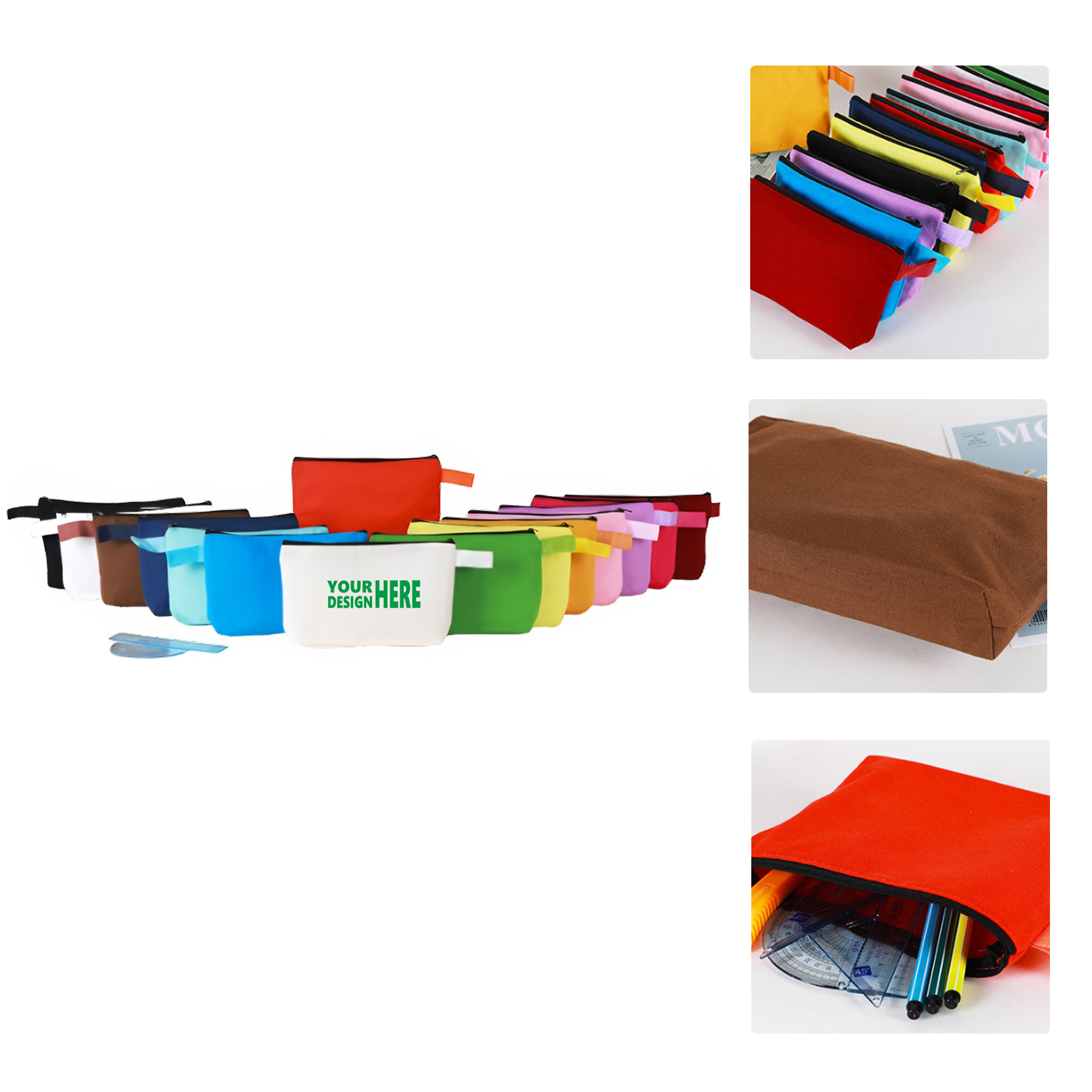 MOQ50 Colorful Canvas Zipper Pouch for Makeup or Stationery 2