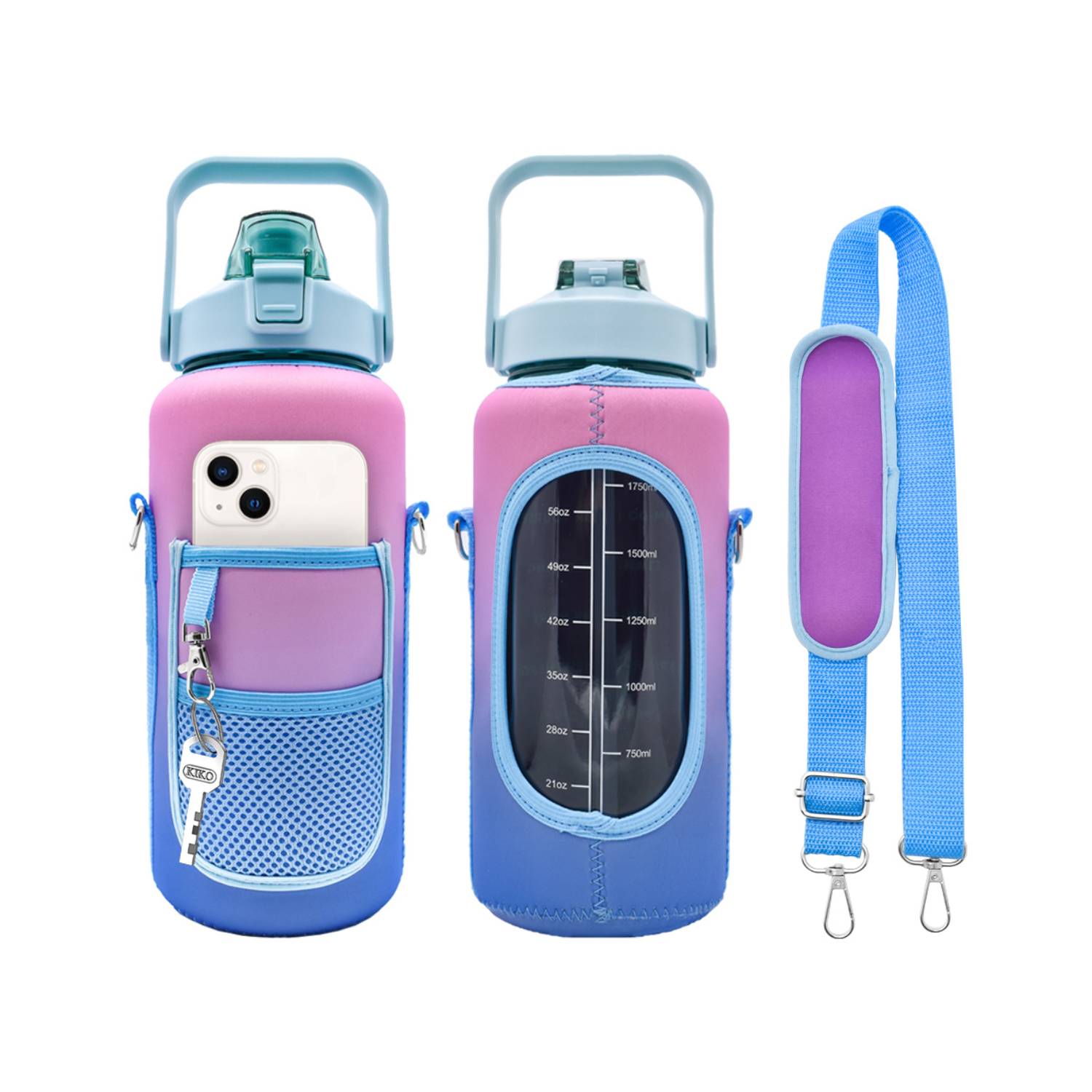 Neoprene Bottle Carrier Sleeve with Adjustable Strap, 40 oz., custom koozie with logo imprint 2