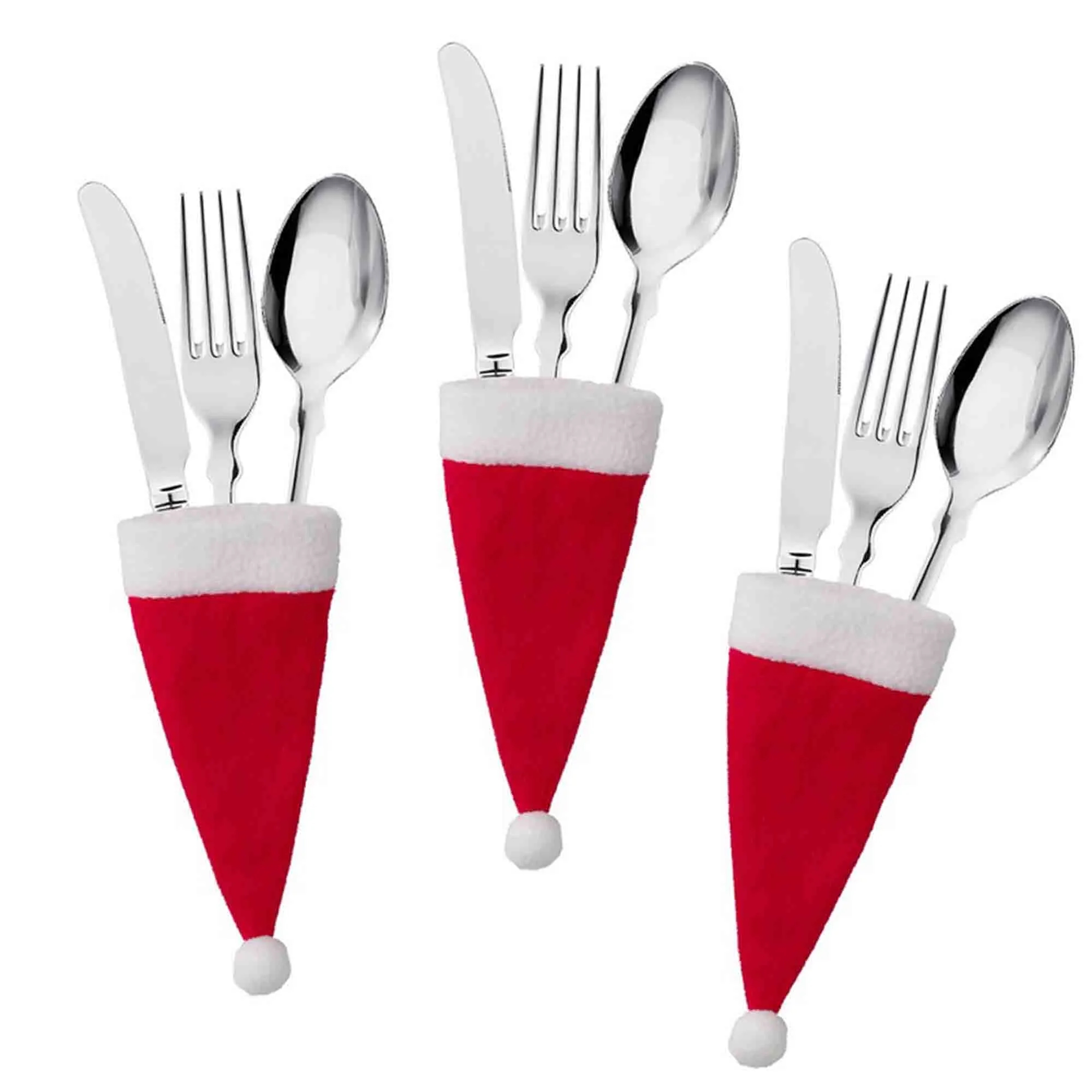 Christmas Mini Santa Hats for Silverware Candy Wine Bottle 2