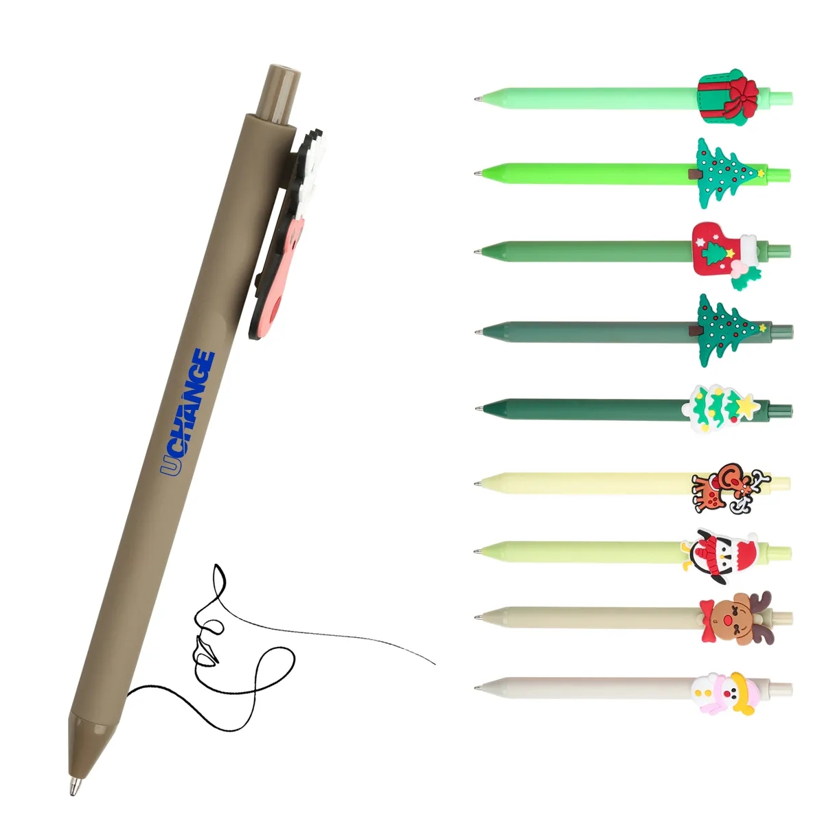Ballpoint Click Pen With Soft PVC Holiday Topper 4