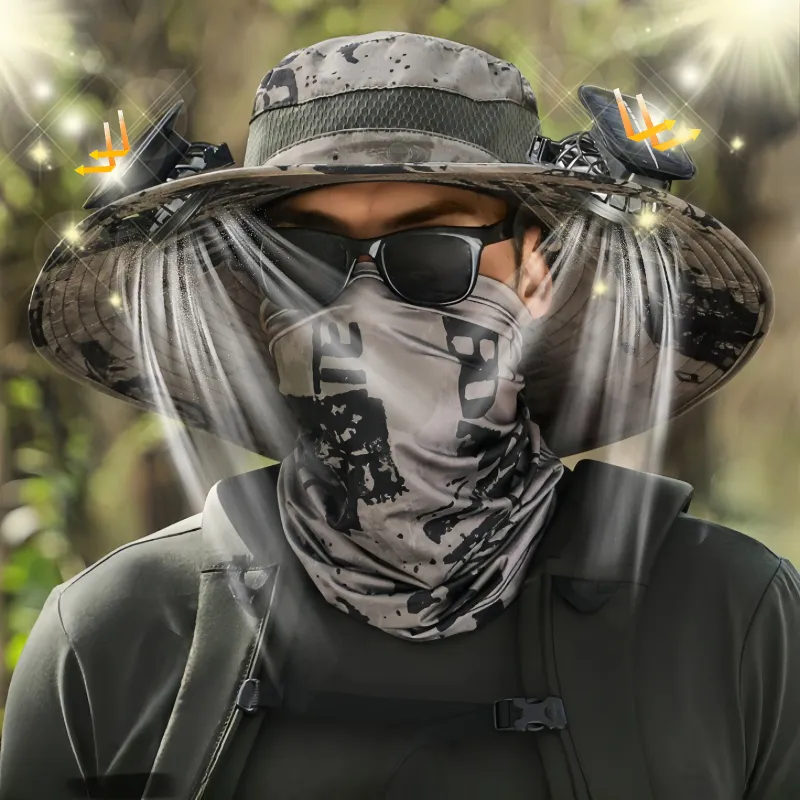 Wide Brim Solar Fan Hat with Sun Protection Cooling Hat 6