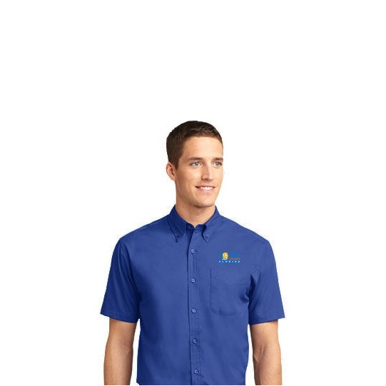 Men's Short Sleeve Twill Button Down Dress Shirt 5