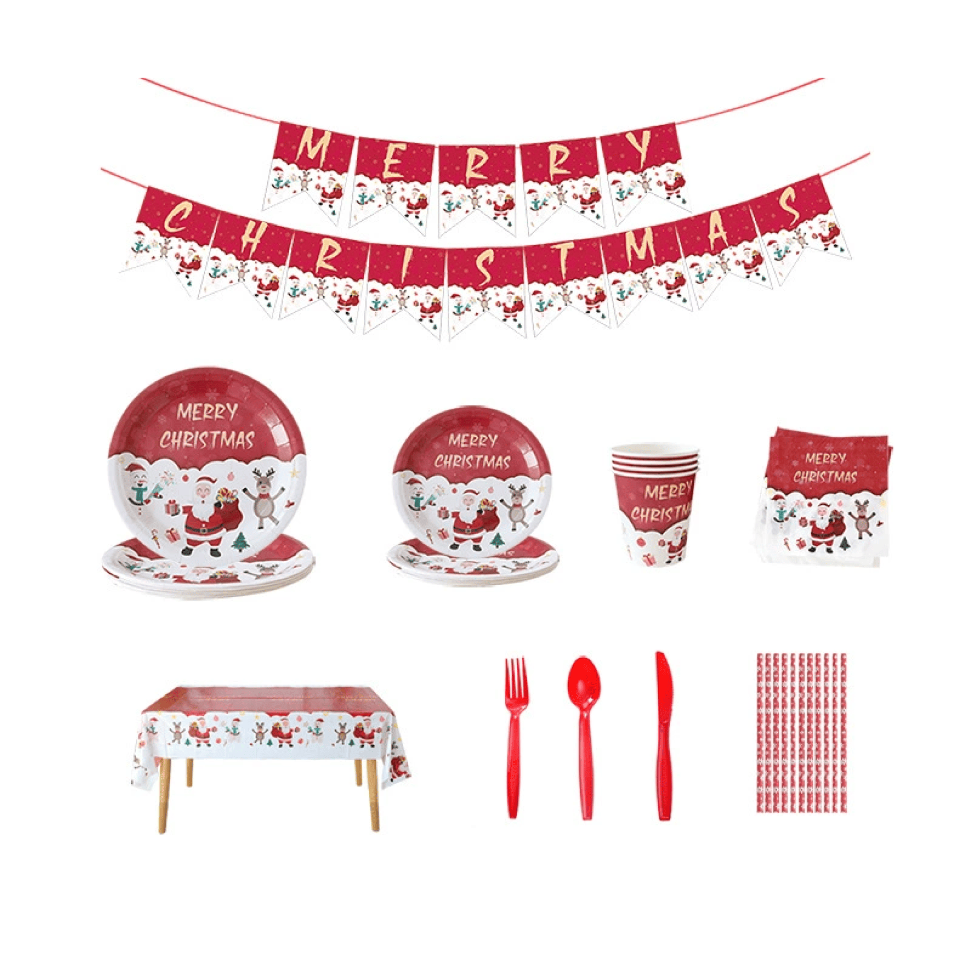 Christmas Disposable Dinnerware Party Kit 10