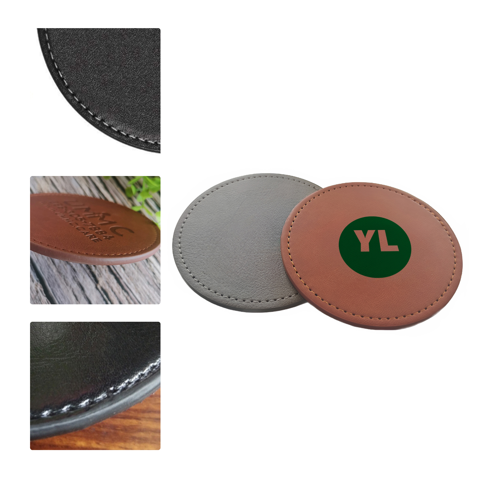 MOQ 50 PU Leather Embossed Coaster 1