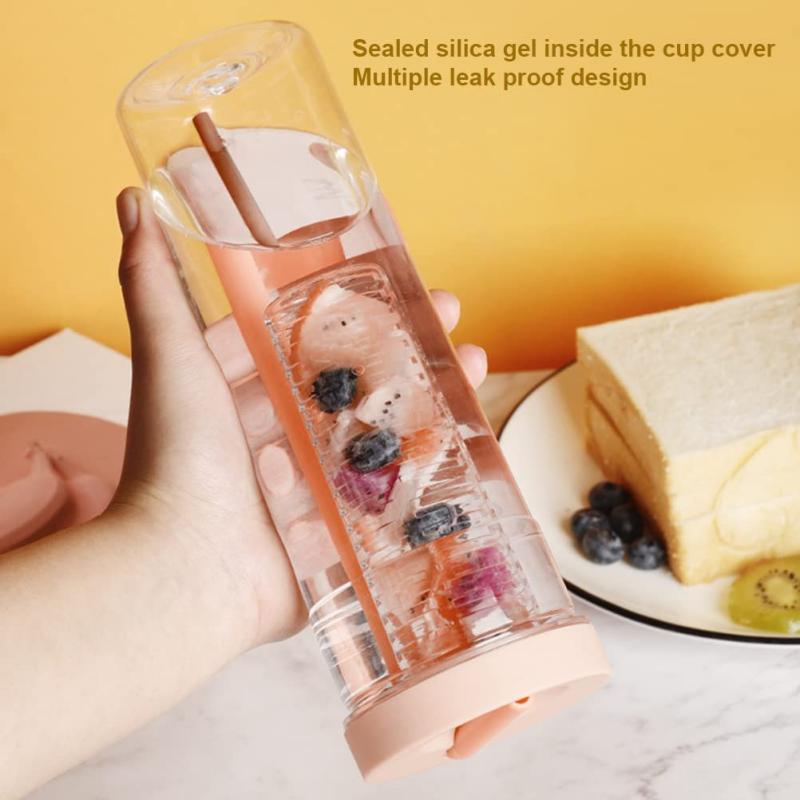 24oz Colorful Fruit Infuser Water Bottle w/Straw 2