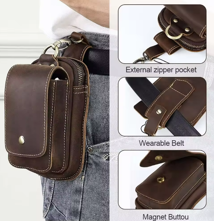 Vintage Genuine Leather Phone Holster for Men 1