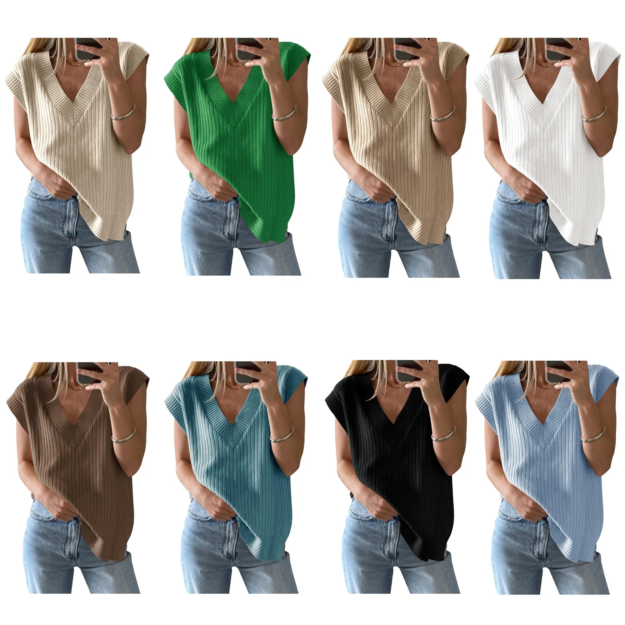 Women's V-Neck Wool Blend Knit Vest 10