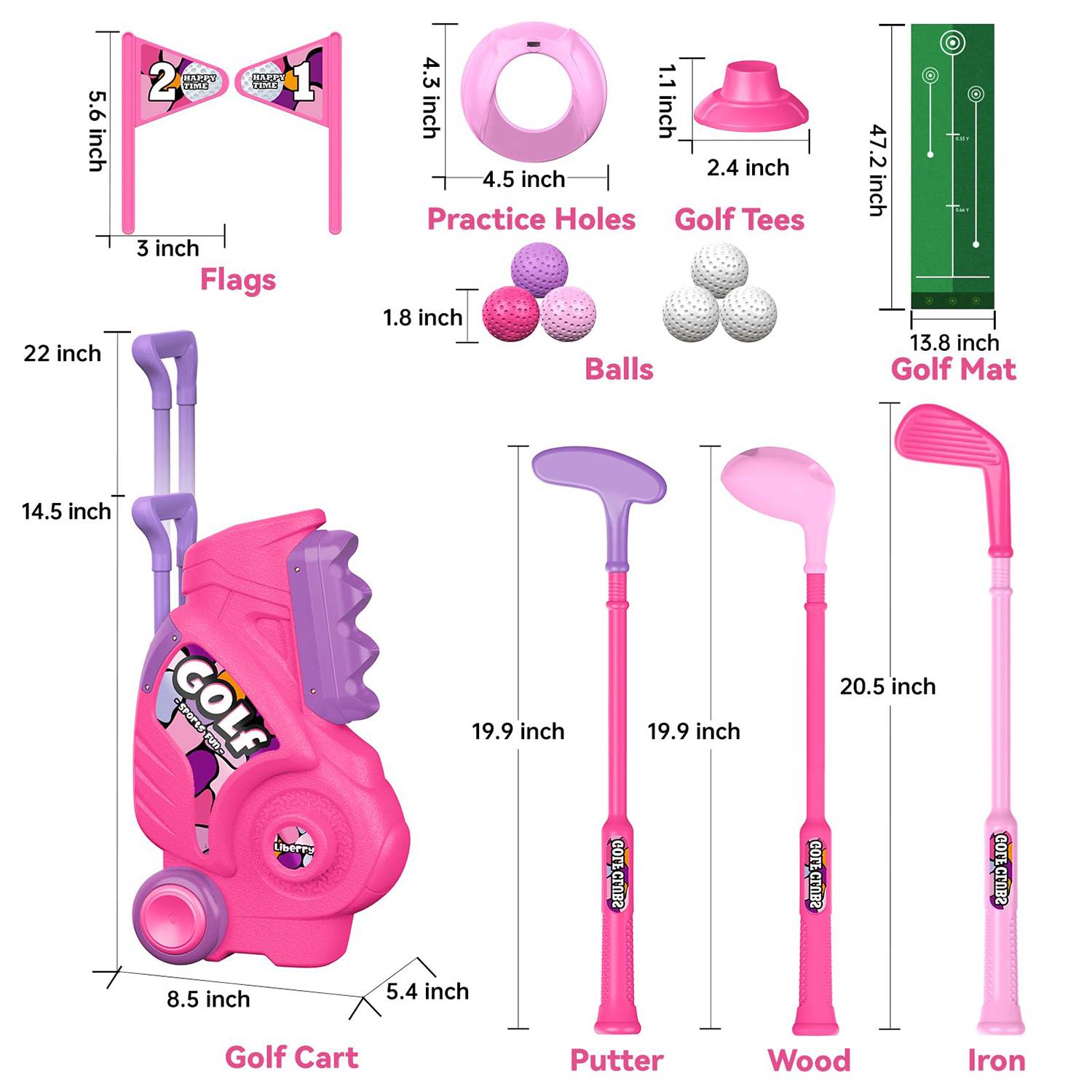 Fun Kids Golf Toy Set W/ Putting Mat 5