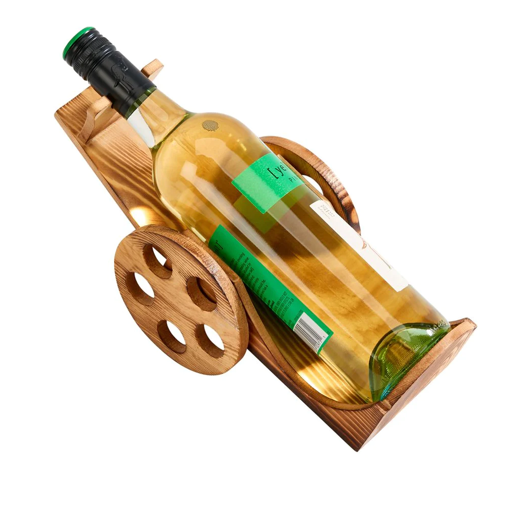 LIGHT WOOD WINE BOTTLE CART 2
