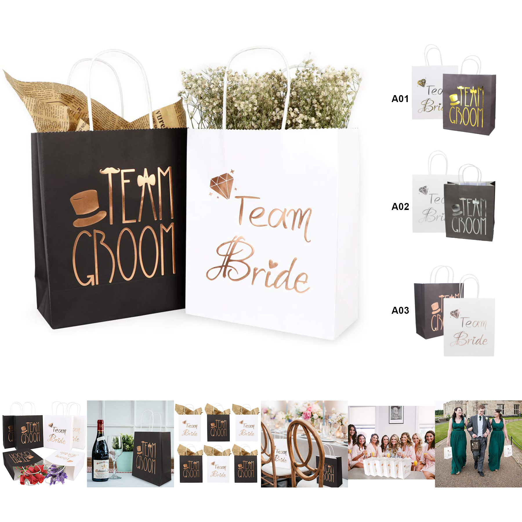 12pcs Wedding Party Gift Bags 6 Groomsmen 6 Bridesmaid Gift Bags 1