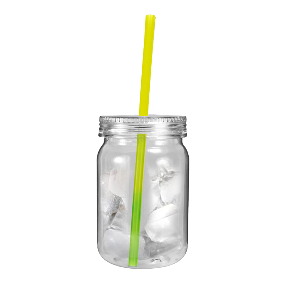 24 oz. Plastic Mason Jar with Mood™ Straw 16