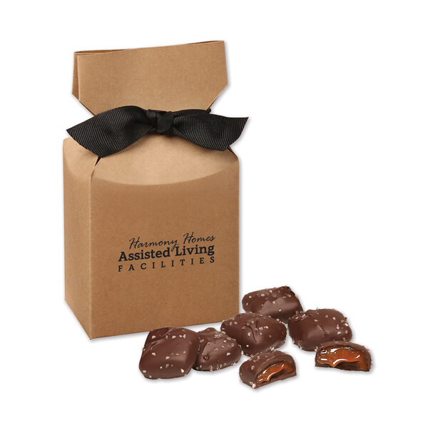 Chocolate Sea Salt Caramels in Kraft Premium Delights Gift Box