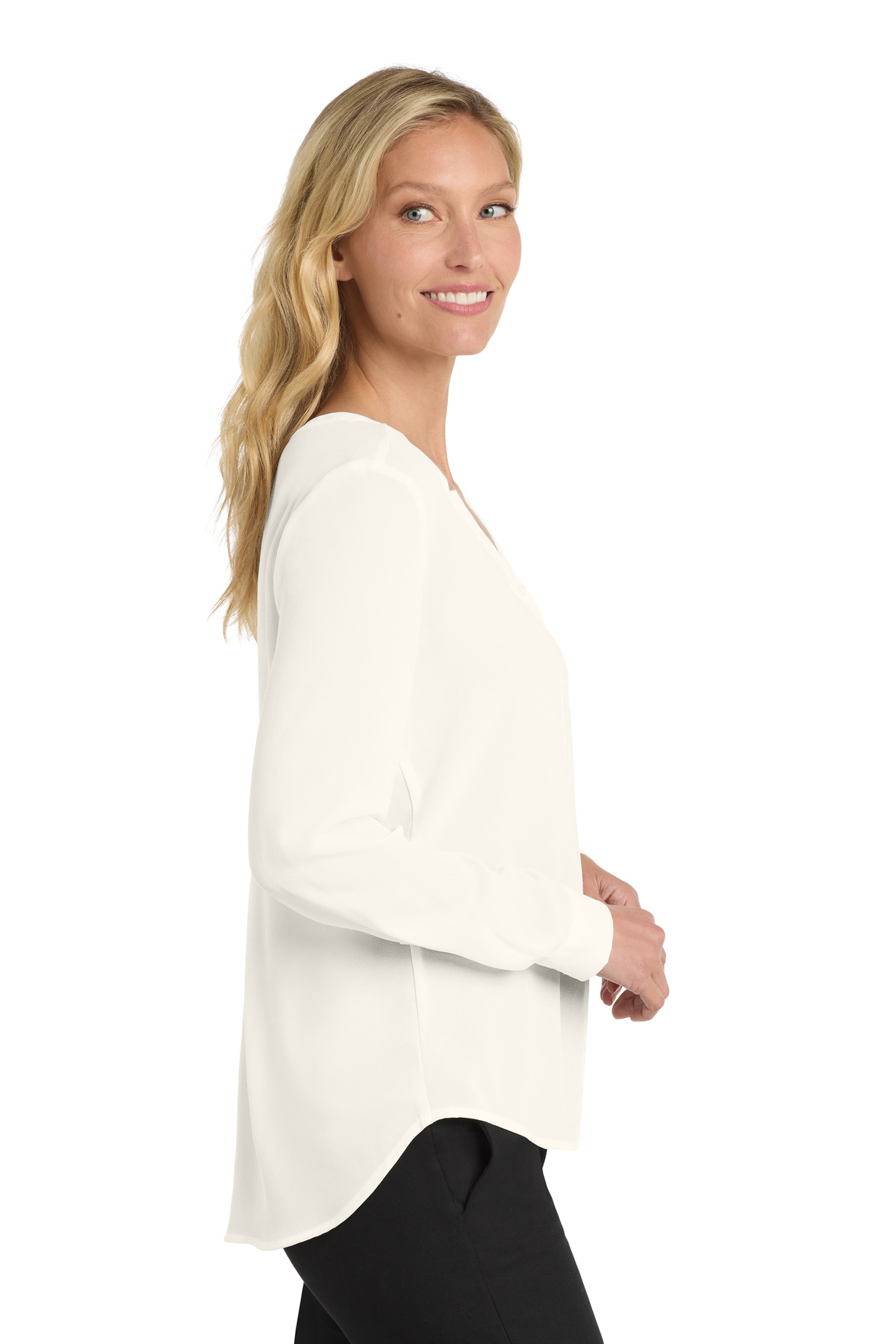 Port Authority Women's Long Sleeve Button-Front Blouse. LW700 10