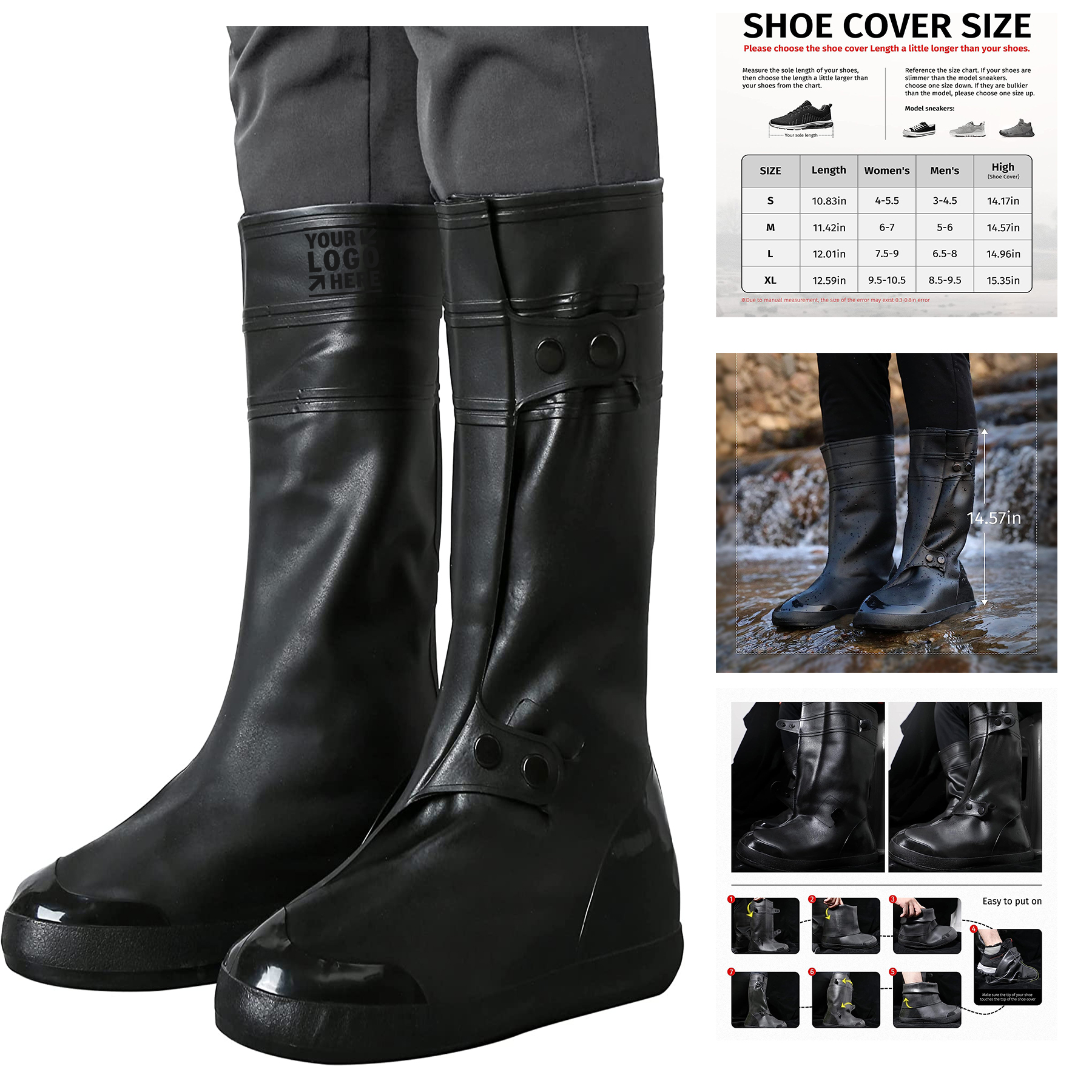 Waterproof Shoe Cover Reusable Rain Boot Shoe Covers 2