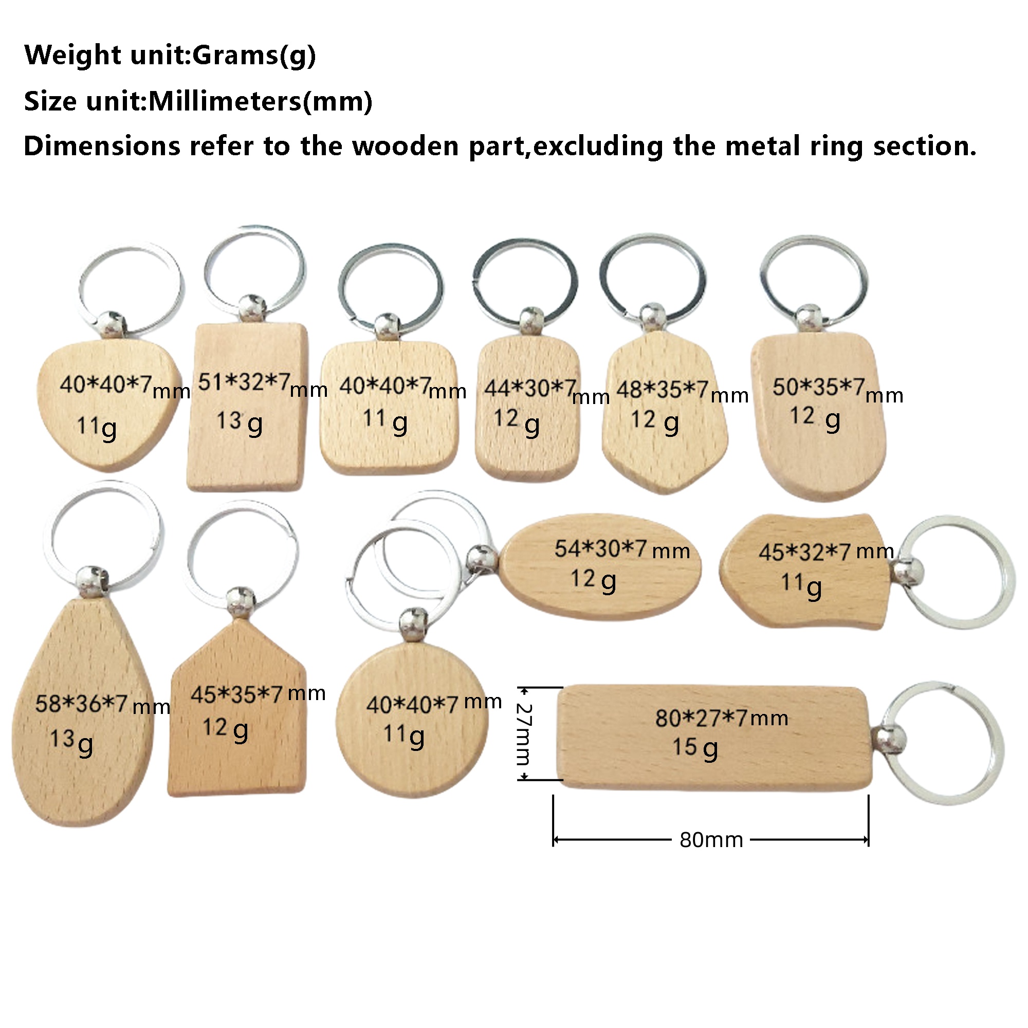 13 Shape Natural wood Keychain MOQ50 4