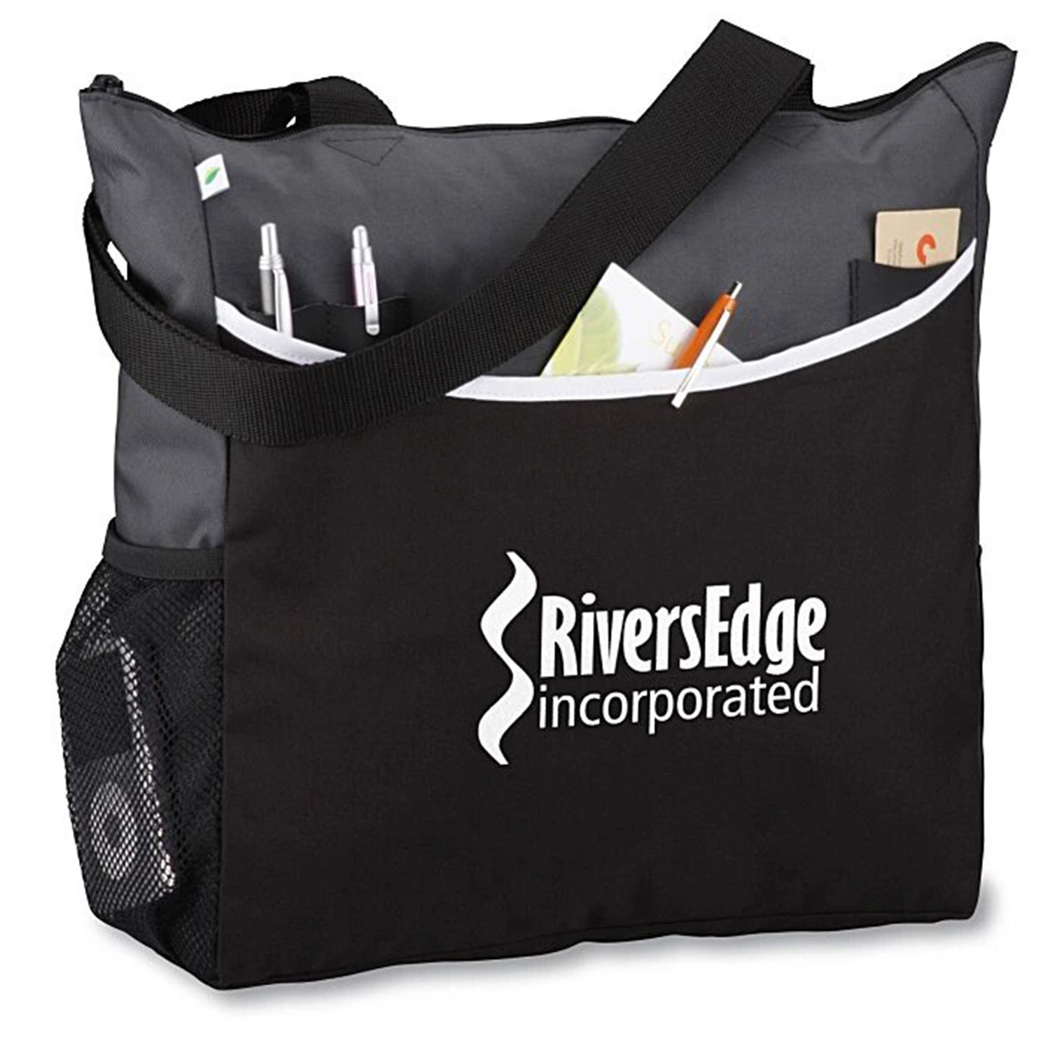 Polyester Grocery Two-Tone Tote Bag, custom tote bag with logo imprint 6