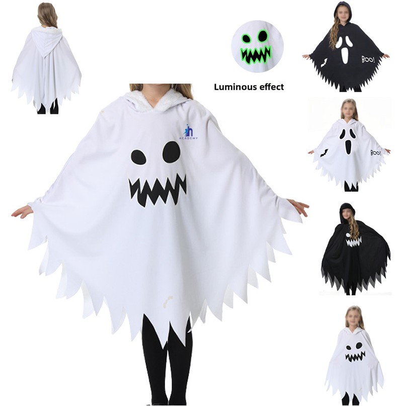 Glow-in-the-Dark Ghost Costume Luminous Cape Shawl Party Attire Cosplay 1