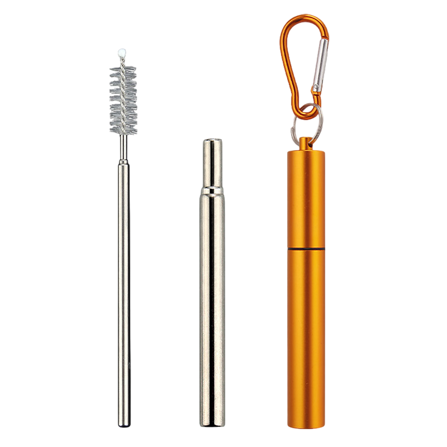 Reusable Stainless Steel Collapsible Straw with Case & Brush 11