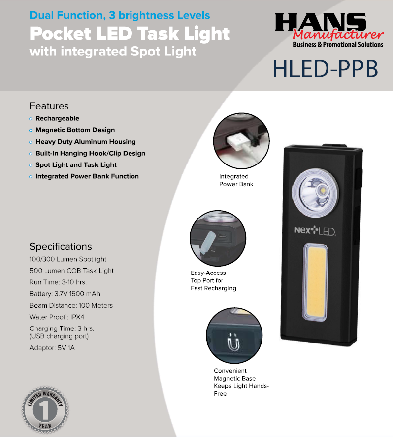 NextLED 500 Lumen Pocket Size Cordless Task Light with Power Bank & Magnetic Base 3
