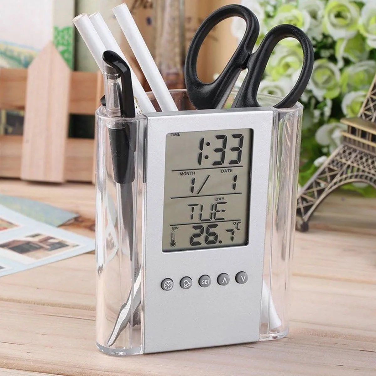 Electronic Calendar Pen Holder Office Supplies Organizer 4